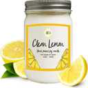 Aira Soy Candle  Clean Lemon  12 oz Mason Jar  Hand-Poured USA  Long-Lasting Vegan Soy Wax Candle  Fresh Citrus Aromatherapy  Paraffin-Free, Kosher, Cruelty-Free
