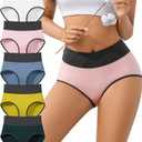 Cotton Underwear Womens High Waisted Briefs Full Coverage Postpartum C Section Soft Breathable Granny Panties 5 Pack