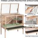 Guinea Pig Cage with Wooden Stand - Hamster Cage, Small Animal Cage Anti Chew Ramp, Hideout, Platform, Pull Out Tray (Wood, L)