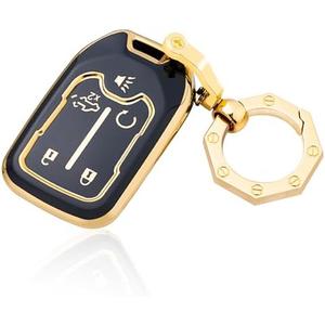 for Suburban Key Fob Cover Car Key Case Shell with Fashion Keychain fit Acadia Terrain Yukon for Suburban Tahoe (5-black), 2Pack