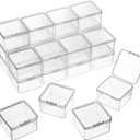 SATINIOR 24 Packs Small Clear Plastic Beads Storage Containers Box with Hinged Lid for Storage of Small Items, Crafts, Jewelry, Hardware (2.48 x 2.48 x 1.57 Inches)