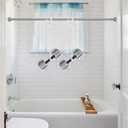 TEECK Shower Curtain Rod, 40-72 inch Adjustable Tension Spring, Shower Curtain Rod Tension, Premium Stainless Steel, Anti-Slip, No Drilling, No Rust, for Bathroom, Silver