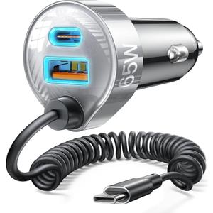 LISEN 65W iPhone 17 Pro Max Car Charger USB C Fast Charging,Super Fast iPhone 16/17 Pro Car Charger Type C Adapter Fit iPhone 17 Air ProMax Plus/16/15,Pixel 10, Samsung Galaxy S25/24,Android,Sliver