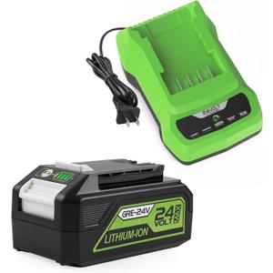 6500mAh 29842 29852 Replacement for Greenworks 24V Battery and Charger for Greenworks 24V Cordless Tools