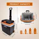 Electric Car Cooler and Warmer 35 Quart(33 Liter) Capacity with Draw bar and Wheels, Thermoelectric Iceless Cooler for Travel, Camping, Vehicles, Truck, Home - 12V DC and 120V AC