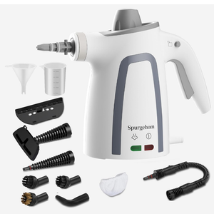 Spurgehom High-Pressure Steam Cleaner 1050W Fast Heating, 11-in-1 Multi-Surface Steamer with Safety Lock & 8 Accessories – Dirty-Free for Floors, Windows, Cars