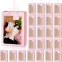 Yahenda 24 Pcs Graduation Gift Bags with Clear Window 13.8 x 9.8 x 5.9 Large Transparent Paper Flower Bouquet Bags Totes with Handle for Grad Wedding Birthday(Pink)