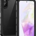 Lanhiem for Samsung Galaxy A35 5G Case, IP68 Waterproof Dustproof, Built-in Screen Protector, Rugged Full Body Shockproof Protective Cover for Samsung A35 5G /4G 6.6", Black/Clear