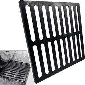 Cast Iron Drain Grate 18x18 in, B-Class 28100 lbs Heavy-Duty Driveway Channel Cover, Outdoor Trench Drainage Grate, Black Square Metal Sewer Cover for Garage, Light Vehicle Traffic