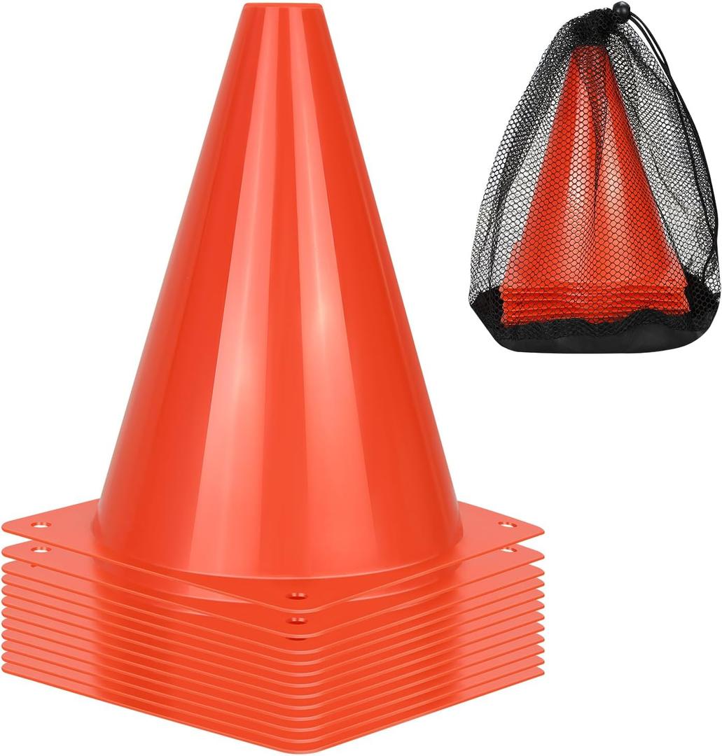 PXZBLG 12pcs Soccer Cones, 7 Inch Soccer Cones, Plastic Traffic Cones, Training Cones for Basketball Football Skating Drills Practice