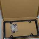 Real Carbon Fiber License Plate Frame, 100% Pure Carbon Fiber Frame, Black License Plate Holder Cover with Screw Caps, Anti-Vibration Pads (Twill 4 Hole)