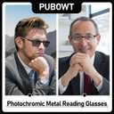 Reading Glasses Men Photochromic Lens Blue Light Readers Wide Metal Half Frame Style Sun Tinted Eyewear PT2002