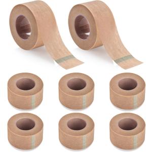 Hypoallergenic Micropore Tape 8 Rolls Surgical Tape for Sensitive Skin Latex-Free, Breathable & Pain Free Removal 1" x 10yd Wound Care, First Aid, Tubing Secure Medical Paper Tape (Beige)