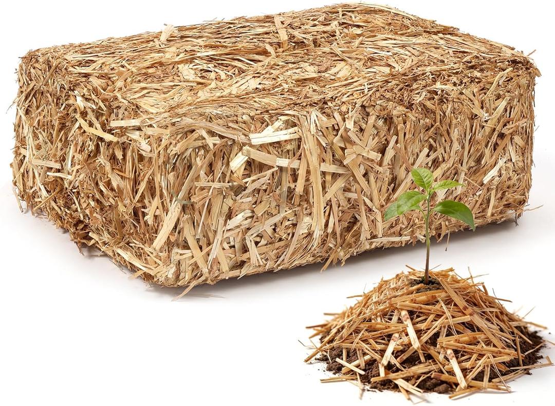 PJT Organic Garden Straw,Biodegradable Straw Mulch for Vegetable Garden,Hay for Grass Seed Covering,Mulch for Landscaping Seed Covering,Thoroughly Cleaned and Weed Seed Free(0.5 cu ft,4 lbs)