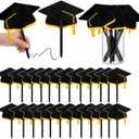 2 x Resurhang 24 Pack Graduation Cap Ballpoint Pens Bulk Class of 2026 Black and Gold Graduation Party Favors Pens with Grad Caps for Grad Gifts School Office Party Supplies Student Gifts