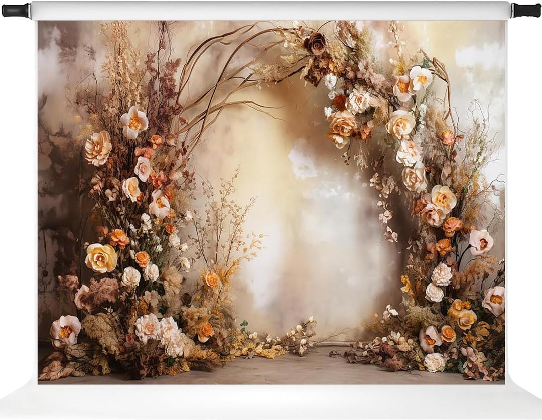 Kate Boho Backdrops Flowers Arch Photo Background Bohemia Style Portrait Photoshoot Backdrop, 7x5ft