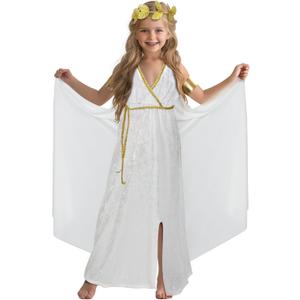 HOMELEX Greek Toga Costume for Kids Roman Crown Leaf Wreath Halloween Nobility Goddess Cosplay (XL/59in)
