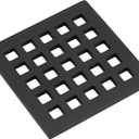 3.75 Inch Square Shower Drain Cover 5mm Thick Floor Drain Square Grille (Black)