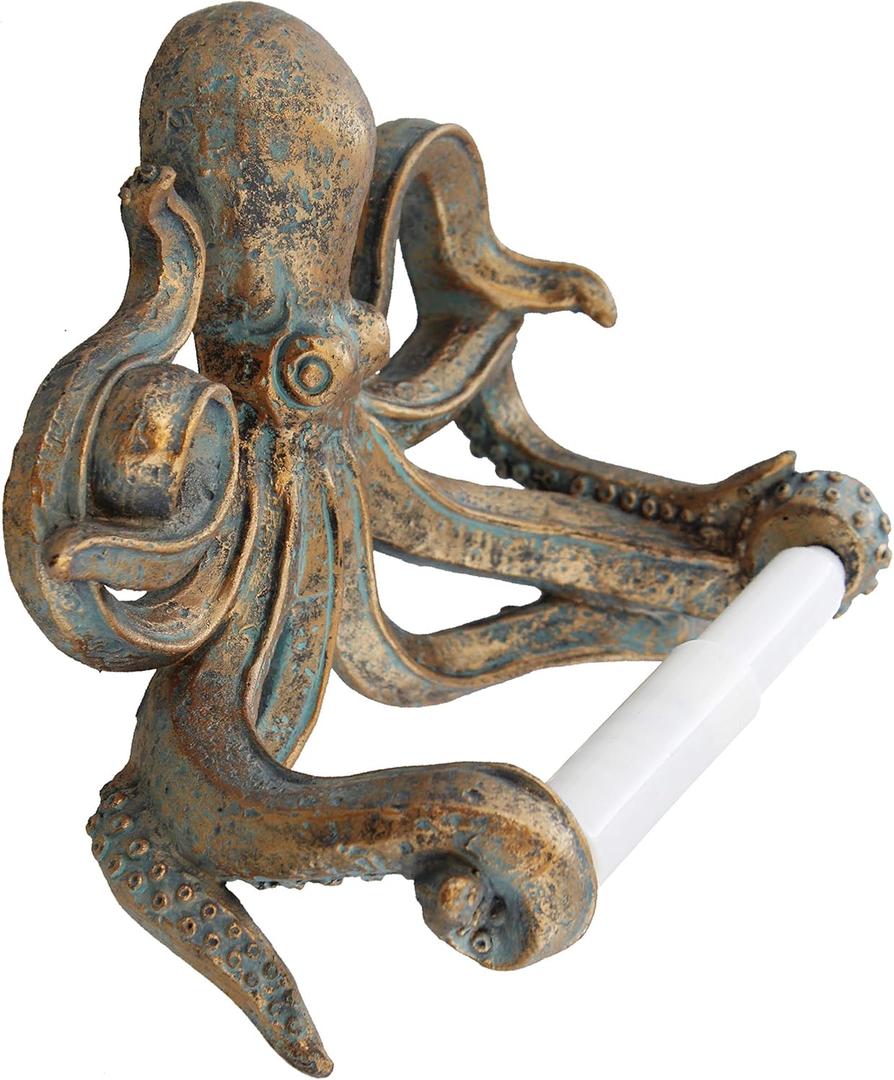 Decorative Swimming Octopus Toilet Paper Holder Bronze Finish