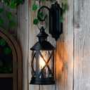 TRIROCKS Battery Powered Metal Lamp 10'' Tall Decorative Cordless Table Lamps LED Edison Lights Hanging Lamps with Metal Hook for Home Decor Patio Garden Wedding Parties Indoor Outdoor (Black)