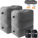 Sunany Inflatable Foot Rest Pillow for Airplane - Kids/ Adults - Adjustable Height Cushions, to Sleep While Traveling, Suitable for Office, Home and Any Travel（Dark Grey, 2 Pack）