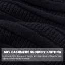 60% Cashmere Slouchy Beanie for Women, Knit Beanie Hat for Winter and Fall, Soft Warm Wool Slouch Winter Hats for Ladies (Black)