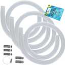 U.S. Pool Supply Above Ground Pool Hose Replacement 1.5" Diameter x 59" Long, Pack of 3, White - Compatible with Intex Pool Surface Skimmer, Filter Pump Hose - 6 Metal Clamps