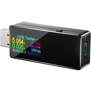 USB 3.0 Tester, Eversame IPS Color Display Digital Multimeter Voltmeter Current and Voltage Monitor, DC 5.1A/30V/150W Power Meter Tester, Test Speed of Chargers, Cables, Capacity of Power Banks-Black