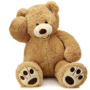 MorisMos Smiling Giant Teddy Bear, 39inch Large Stuffed Animal Bears with Big Footprints Plush, Kids Girlfriend Boyfriend Gift, Light Brown