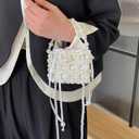 Luxury Pearl Bag Chain Bag Purse, Artificial Pearl Clutch Crossbody Handmade Bags, Evening Bags for Party Wedding Bridal Party Travel Prom 15