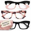 CCVOO Oprah Style Reading Glasses - Mothers Day Gift for Mom - Lightweight Blue Light Blockers, UV400, Spring Hinge (Midnight Rose)