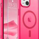 SUPFINE Magnetic for iPhone 14 Case & iPhone 13 Case (Compatible with MagSafe) (Military Grade Drop Protection) Slim Translucent Matte Shockproof Phone Cover,Hot Pink