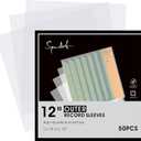 SpinArt 50PCS Vinyl Record Outer Sleeves, 3.94 Mil Thick Matte White Vinyl Protective Sleeve, 12.79'' x 12.79'' Outer Sleeves, Durable & Wrinkle-Free LP Album Covers Fit Single and Double LPs