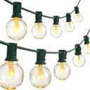 SUNSGNE 25Ft Christmas Round Lights, G40 Globe String Light with 27 Clear Bulbs, UL Certified for Outdoor Indoor Garden Party Wedding Pergola Backyard Patio Xmas Decoration, Green Wire