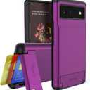 Teelevo Dual Layer Wallet Case for Google Pixel 6, Protective Case with 3-Card Storage for Google Pixel 6 - Purple