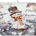 Cute Christmas Snowman Dish Drying Mat, Ultra Absorbent Reversible Microfiber, and Protector for Kitchen Countertops 18 In x 24 In