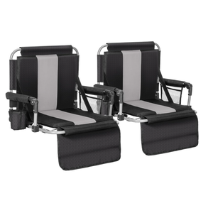 ALPHA CAMP Stadium Seat Chair for Bleachers with Back & Arm Rest, Black Grey-2pcs