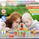 FCSONU Wooden Building Blocks for Toddlers 1-3, 100 Pcs Wood Blocks Set - Sorting & Stacking Toys with Storage and Lid, Kid Montessori Toys Ages 2+, Christmas 1st Birthday Gifts for Boys Girls Baby