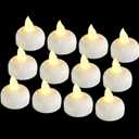 12 Pack Waterproof Flameless Floating Tealights, Christmas Battery tealights, Battery Operated Flickering Floating Tea Lights Candles in Warm Yellow for Wedding, Party, Bath, Hot Tub, Spa, Pool, Pond