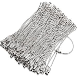 Hotop 18 Pcs Wire Keychain Cable Bulk Stainless Steel Key Rings Loop Wire Cable Braided Steel Keychain(1.5mm, 8 Inch,Silver)