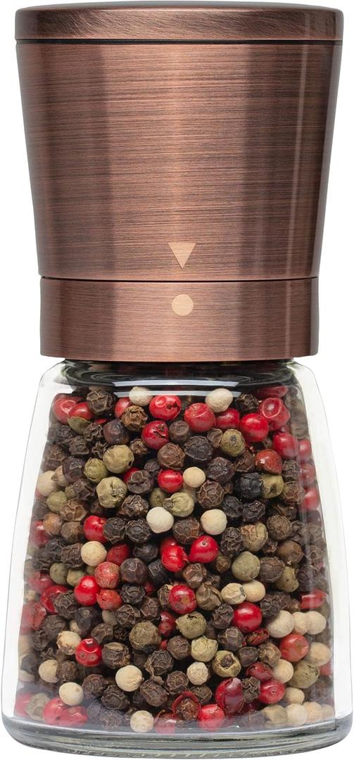 Copper Pepper Grinder or Pepper Mill, Manual Salt Grinder Refillable with Adjustable Coarseness, Black Pepper Grinder Made of Stainless Steel, Himalayan Salt and Sea Salt Grinder