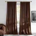 NICETOWN Brown Velvet Curtains 96 inch Long 2 Panels for Living Room - Blackout Window Treatments Pleat Tape with Back Tab Vision Insulated Temperature Balanced Drapes for Bedroom and Dining Room
