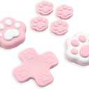 GeekShare Silicone Cross D-Pad Button Caps Set Joystick Cover, Cat Paw ABXY Key Button Thumb Grips Compatible with Switch 2 Game Console - Pink