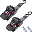 Retractable Ratchet Straps 2 inch x 6ft Boat Transom Tie Down Straps to Trailer - 3300lbs Break Strength, Heavy Duty Bolt-on Trailer Straps for Boat, Jet Ski, Motorcycles, ATV