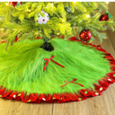 Red and Green Christmas Tree Skirt Furry Plush Lime Green Christmas Tree Skirts Whimsical Xmas Decorations Holiday Glittering Dot Mat Faux Round Carpet for Home Xmas Party Decor(36 Inch)