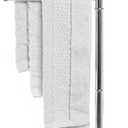 MyGift 38 Inch Silver Metal Freestanding Towel Rack for Bathroom, Bath Towel Stand with 3 Swivel Arms and Sturdy Round Base, Standing Towel Rack, Hand Towel Holder
