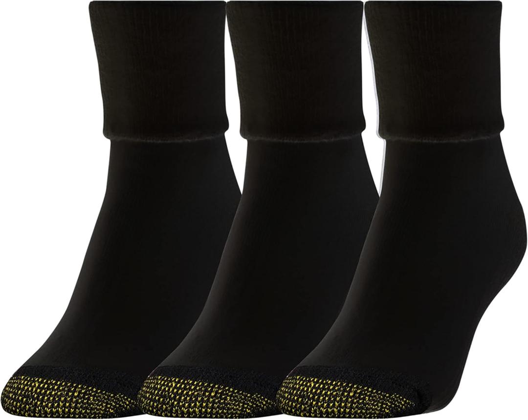 GOLDTOE Women's Ultra Tec Terry Turncuff Socks 3 Pack (Medium, Black) GOLDTOE Women's Ultra Tec Terry Turncuff Socks 3 Pack (Medium, Black)