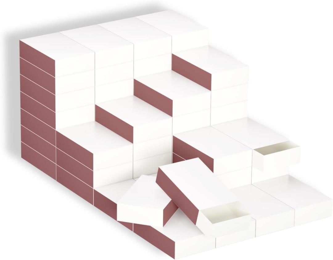 LONGIM 60pcs Blank Matches Boxes for DIY Craft, 2.28x1.41x0.59in White Small Storage Container, Bulk Matchboxes with Double-Sided Strikers for Wedding & Birthday Party Favor Supplies, Empty Matchboxes
