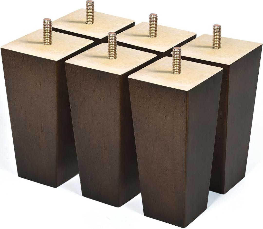 6 inch Furniture Legs Set of 6 Couch Legs Mid-Century Modern Replacement Sofa Legs for Sectional, Dresser, Recliner, Nightstand