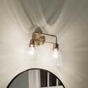 Kichler Rosh 18" LED Bathroom Vanity Light Fixture with White Glass in Champagne Bronze, Modern Minimalist Bath Bar for Mirror, Dimmable (18" W x 5" H), 55187CPZLED, 15.25"